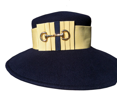 Navy Felt Equestrian Themed w/Yellow Ribbon